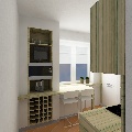 vysoká skříň pro vestavbu mikrovlnky, s vinotékou a úložnými prostory