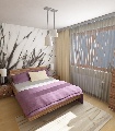 ložnice - pohled na ústřední stěnu a postel